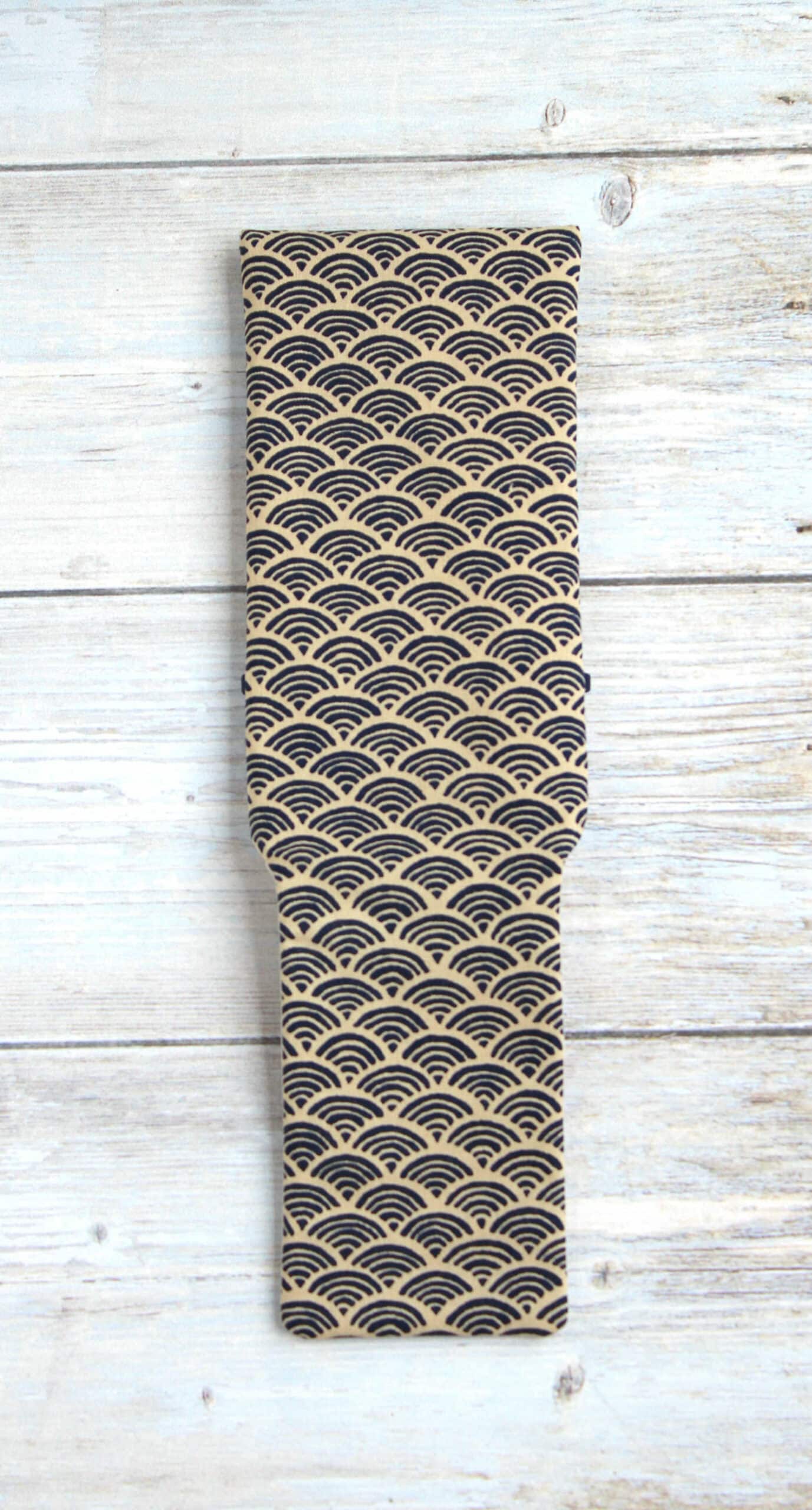 Étui à lunettes tissu japonais seigaiha, pochette range lunettes molletonnée – Image 4
