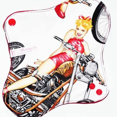 Serviette hygiénique lavable flux moyens - PIN-UP BIKER (M) - Zéro déchet - shl - serviette périodique