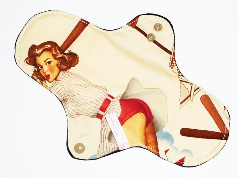 Serviette hygiénique lavable flux forts (L) - PIN-UP BASE BALL - Zéro déchet - shl - serviette périodique