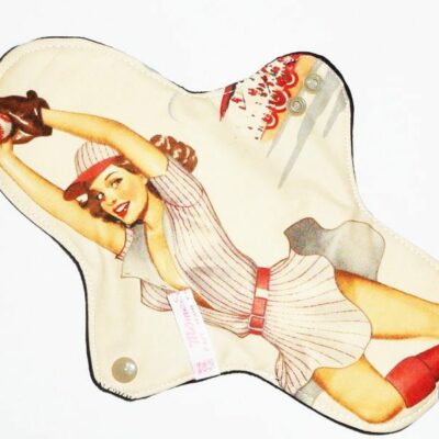 Serviette hygiénique lavable flux forts (L) - PIN-UP BASE BALL - Zéro déchet - shl - serviette périodique