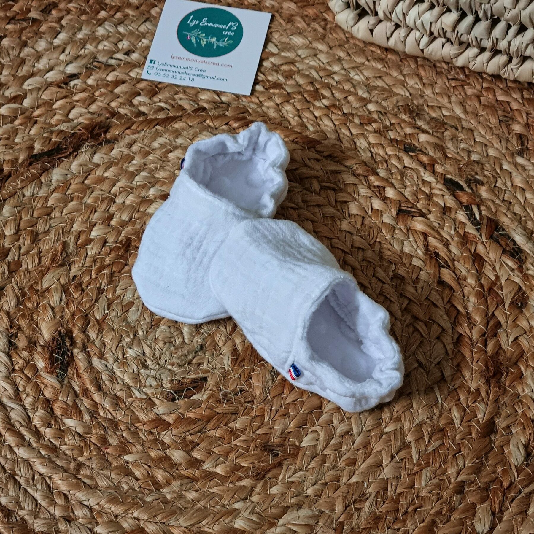 Chausson souple bébé en double gaze de coton été/hiver – Image 2