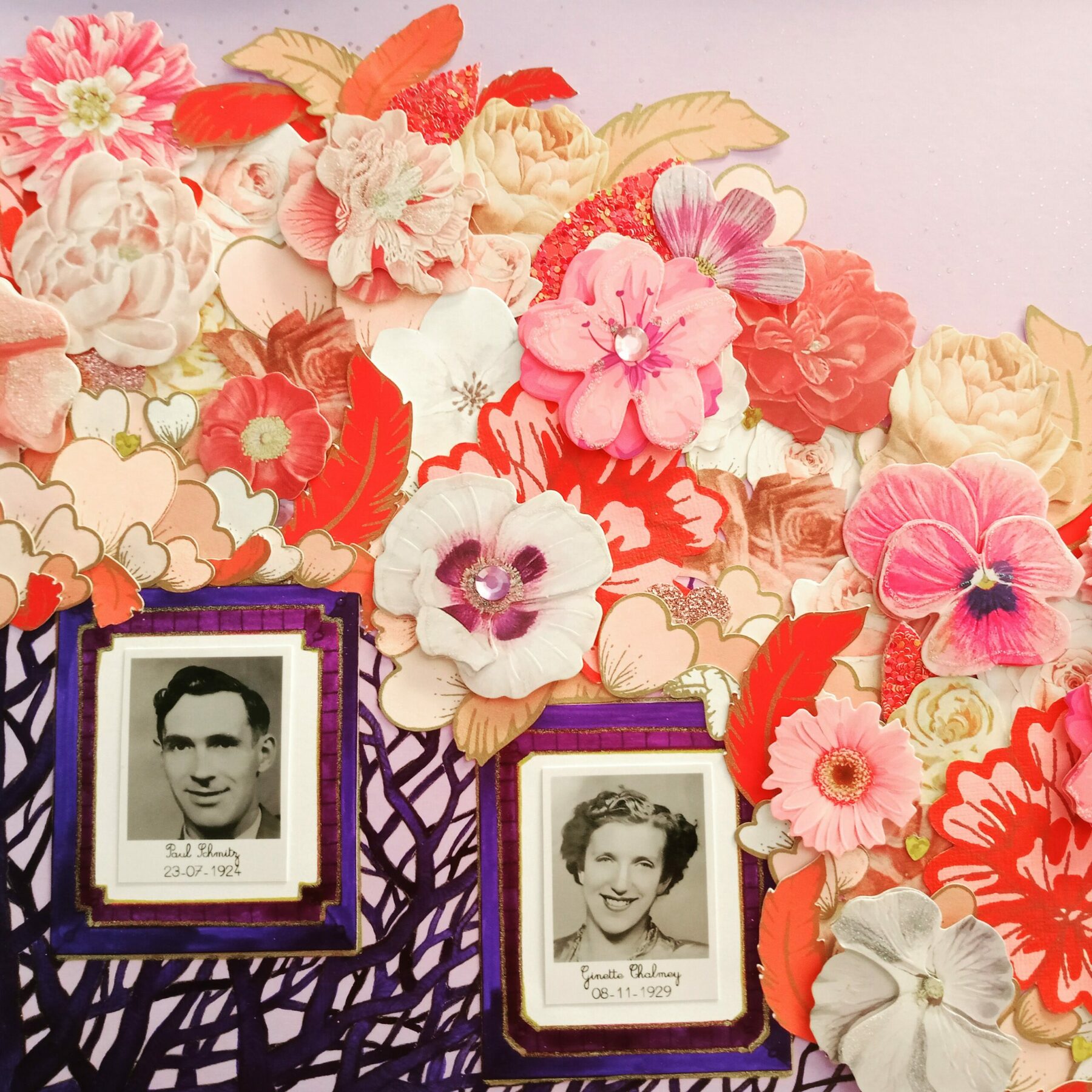 Arbre généalogique artistique personnalisé "Bouquet de fleurs" – Image 3