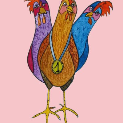 Affiche numérotée "Quand 3 poules vont au champ"
