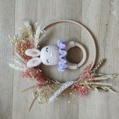 Hochet grelot lapin "parme"