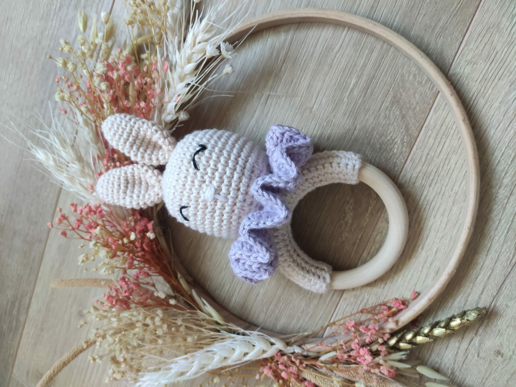 Hochet grelot lapin "parme" – Image 2