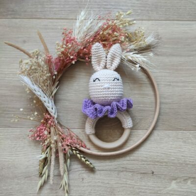 Hochet grelot lapin "lila"