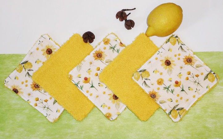 Grandes lingettes lavables Bio (lot de 5) YELLOW LIFE