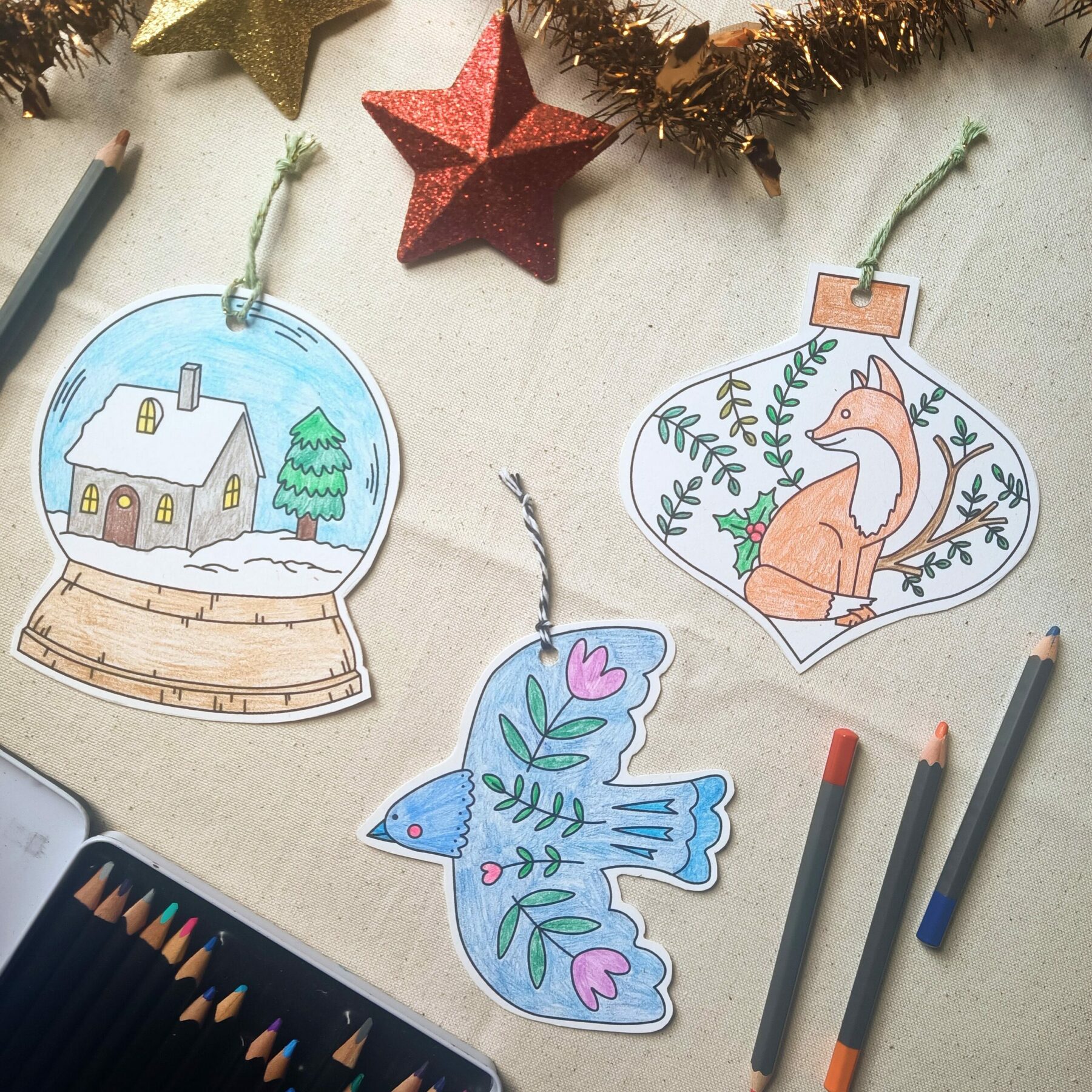 Décoration de Noël à colorier x3