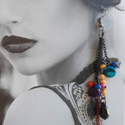 Boucles d'oreilles longues multicolores