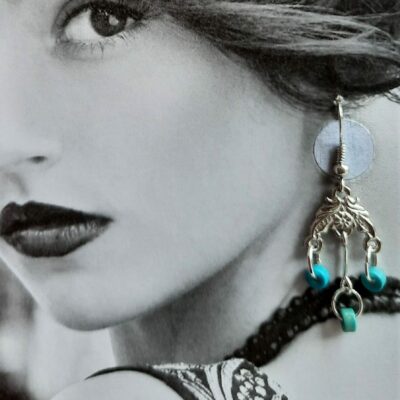 Boucles d'oreilles estampes Pierre turquoise