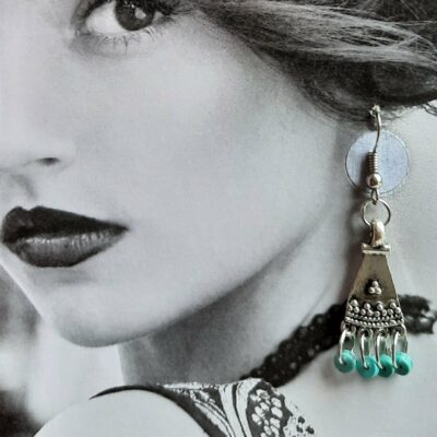 Boucles d'oreilles estampes Pierre turquoise