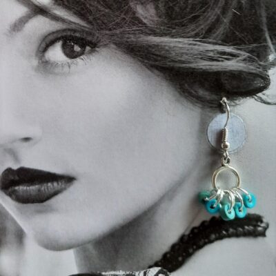 Boucles d'oreilles anneaux Pierre turquoise