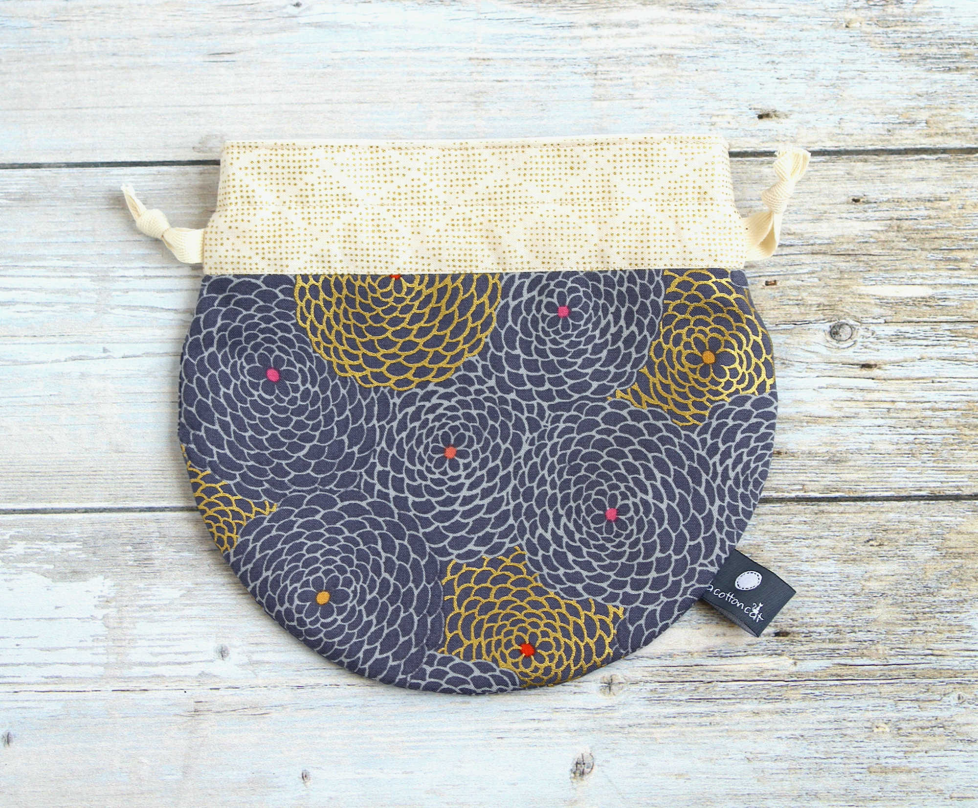 Pochette japonaise, pochon rond tissu Japon, accessoire japonais – Image 2