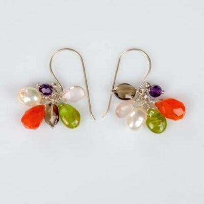Boucles d'Oreilles Pendantes en Argent et Gemmes Trésor n°6