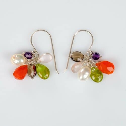 Boucles d'Oreilles Pendantes en Argent et Gemmes Trésor n°6