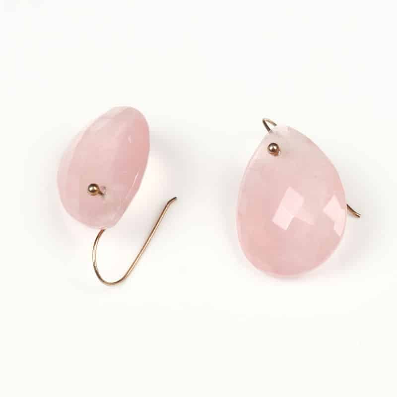 Boucles d'Oreilles Goutte Quartz Rose