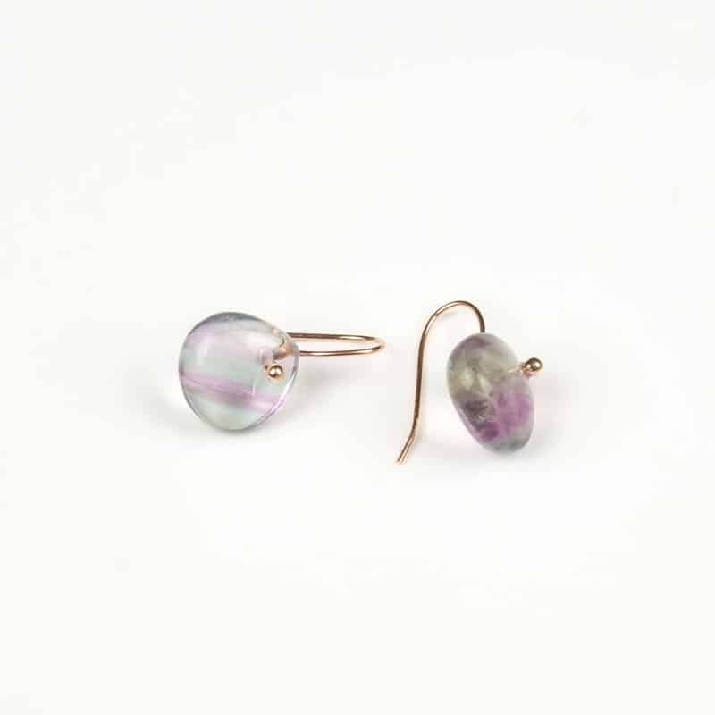 Boucles d'Oreilles Discrète Fluorite n°2