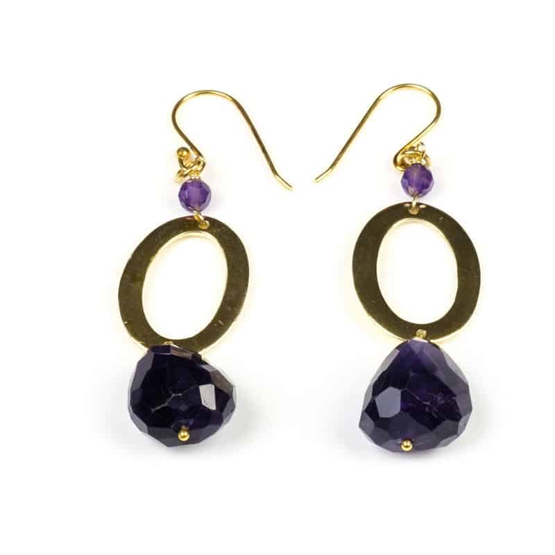 Boucles d'Oreilles Pendantes Améthystes