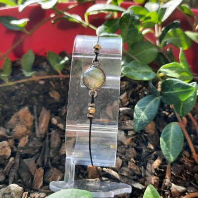 Bracelet femme, ajustable, Pierre naturelle Labradorite, reflets verts, Lithothérapie