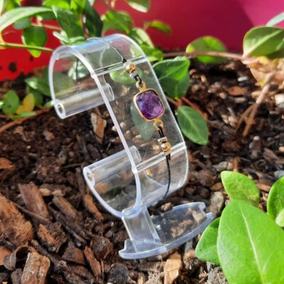 Bracelet femme, ajustable, Pierre naturelle Améthyste ou Quartz violet, Lithothérapie