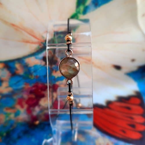 Bracelet femme, ajustable, Pierre naturelle Labradorite, reflets verts, Lithothérapie – Image 4