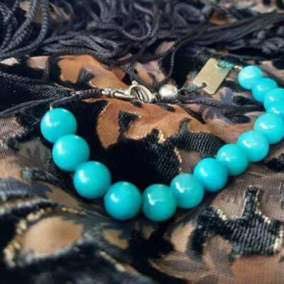Bracelet homme, ajustable, perles pierres naturelles Agate bleue