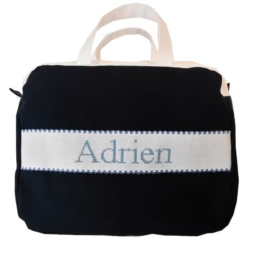 Grande trousse de toilette personnalisable brodée main bleu marine