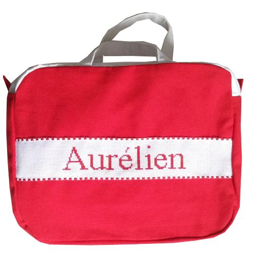 Grande trousse de toilette personnalisable brodée main rouge