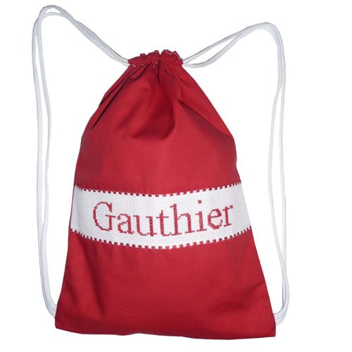 Sac à dos brodé main personnalisable rouge