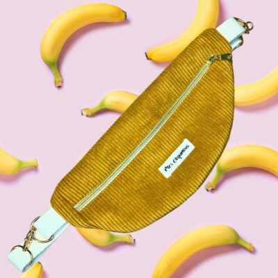 Sac banane en velours cotelé - ocre fait main