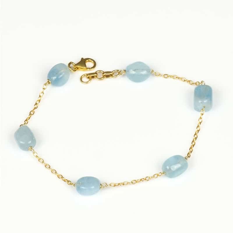 Bracelet Argent 925 plaqué Or Aigues Marines