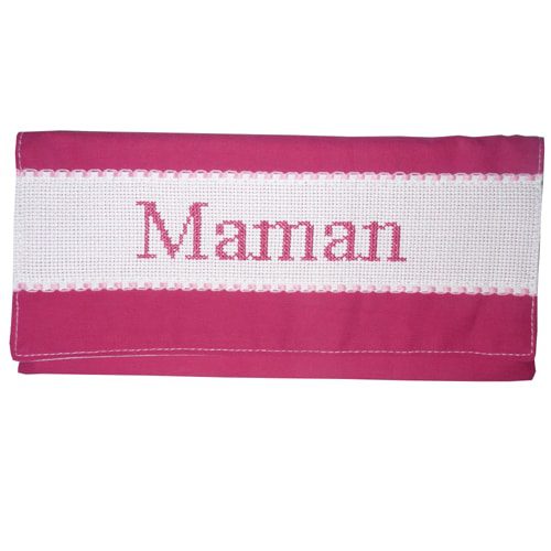 Porte serviette de table personnalisable brodé main framboise