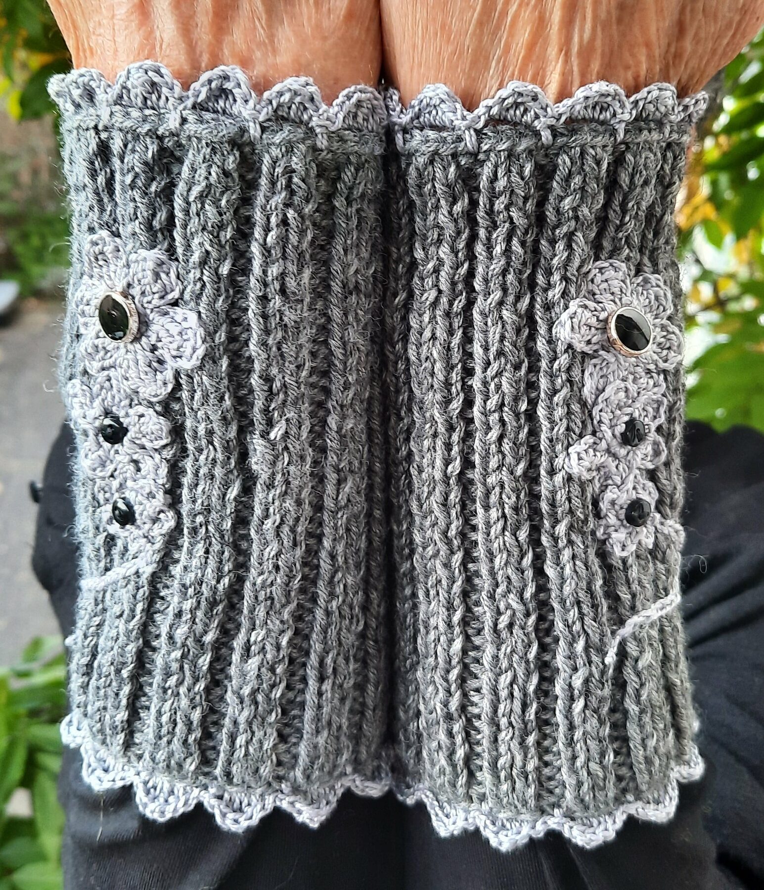 Manchettes au choix, chauffe poignet, fleurs crochet, boutons décoratifs – Image 3