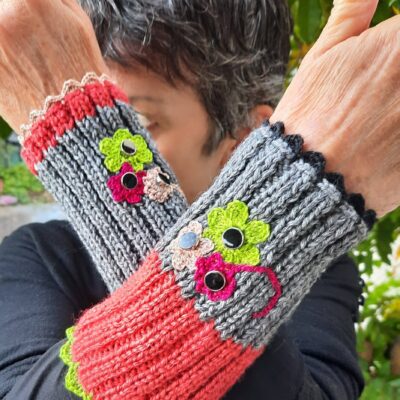 Manchettes au choix, chauffe poignet, fleurs crochet, boutons décoratifs