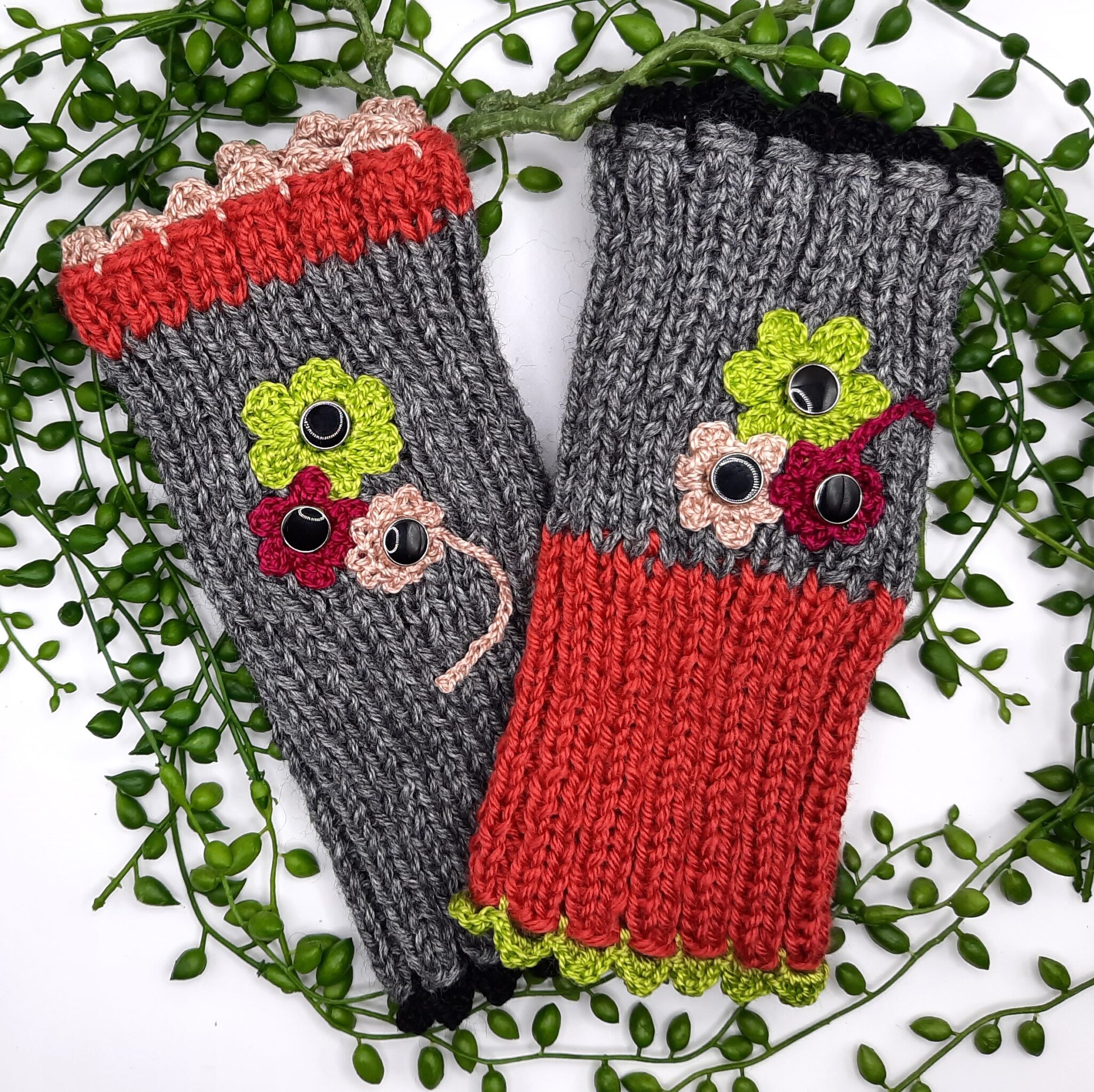 Manchettes au choix, chauffe poignet, fleurs crochet, boutons décoratifs – Image 2