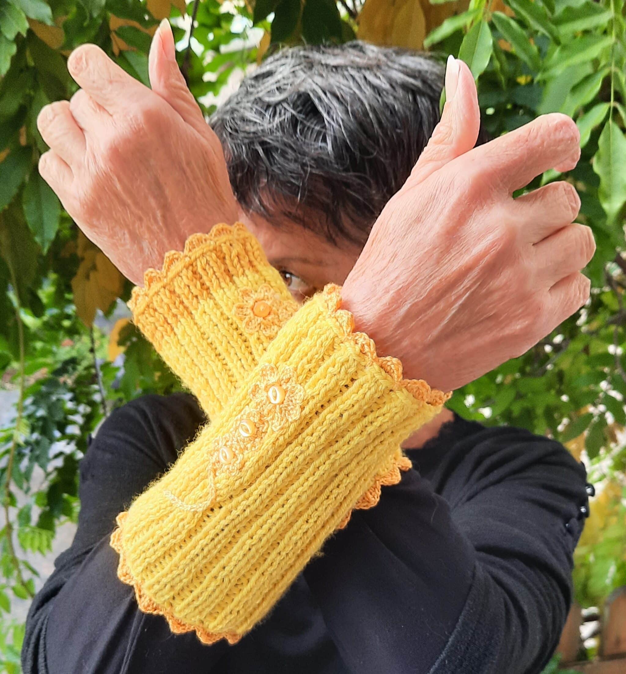 Manchettes au choix, chauffe poignet, fleurs crochet, boutons décoratifs – Image 5