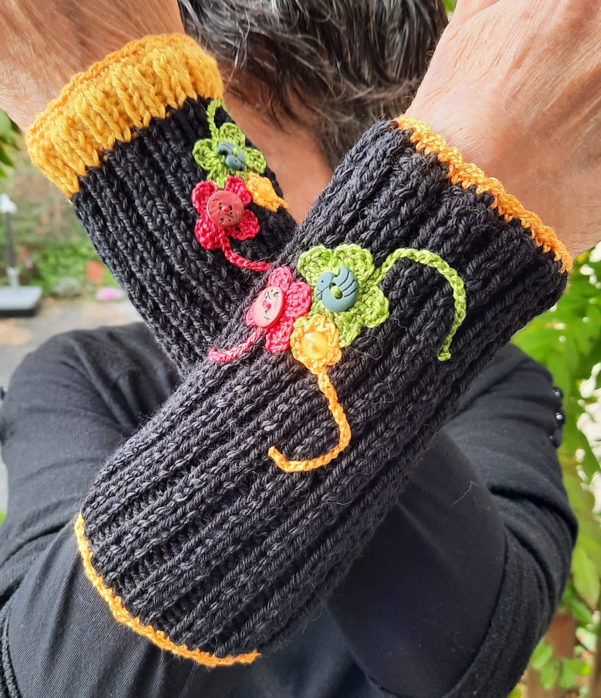 Manchettes au choix, chauffe poignet, fleurs crochet, boutons décoratifs – Image 7