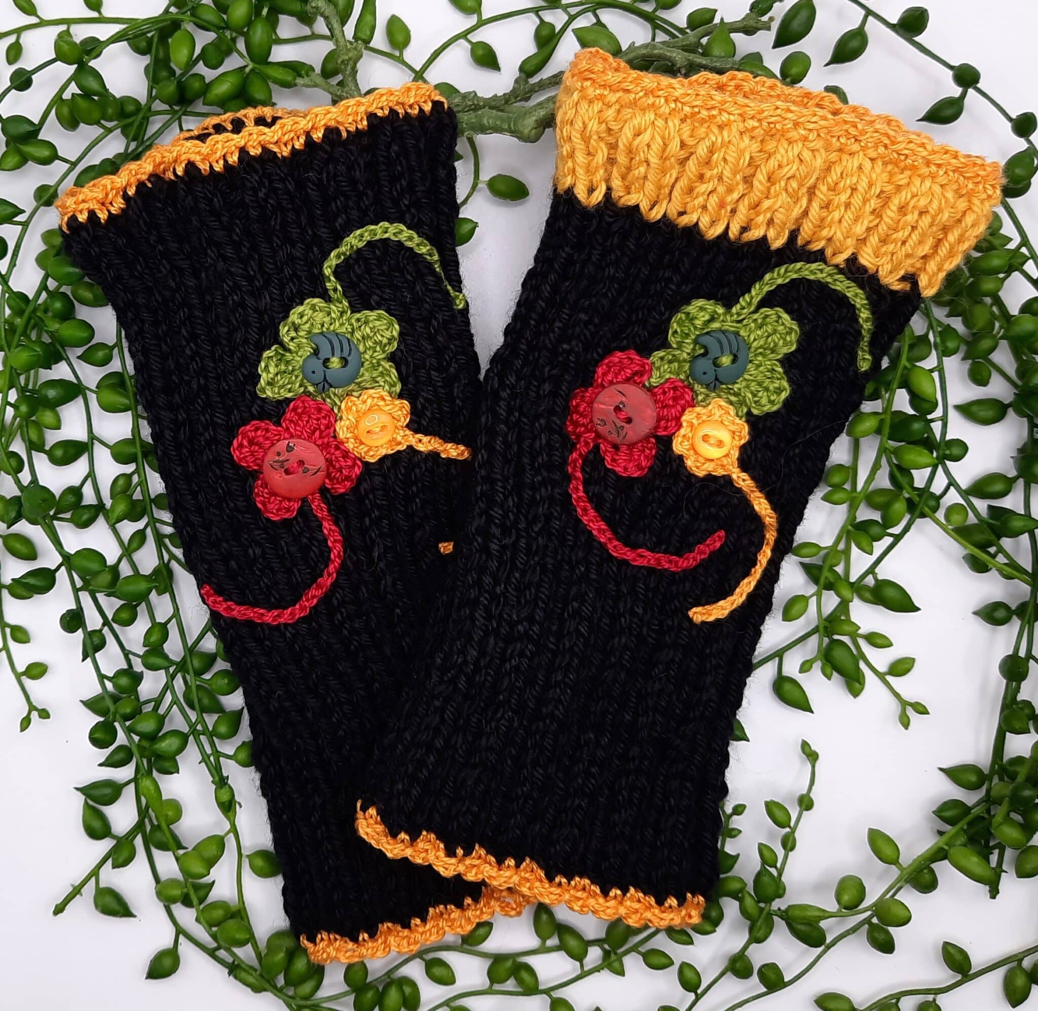 Manchettes au choix, chauffe poignet, fleurs crochet, boutons décoratifs – Image 8