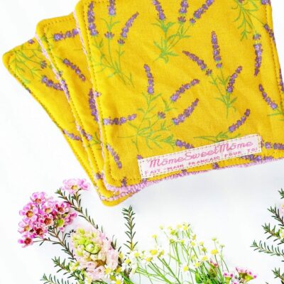 Grandes lingettes lavables LAVANDE (lot de 3) - Lingettes hygiéniques lavables et réutilisables - Papier hygiénique lavable et réutilisable
