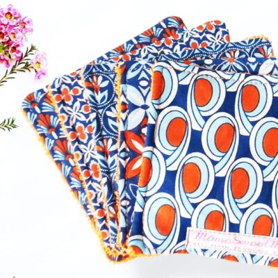 Grandes lingettes lavables VINTAGE (lot de 5) - Lingettes hygiéniques lavables et réutilisables - Papier hygiénique lavable et réutilisable