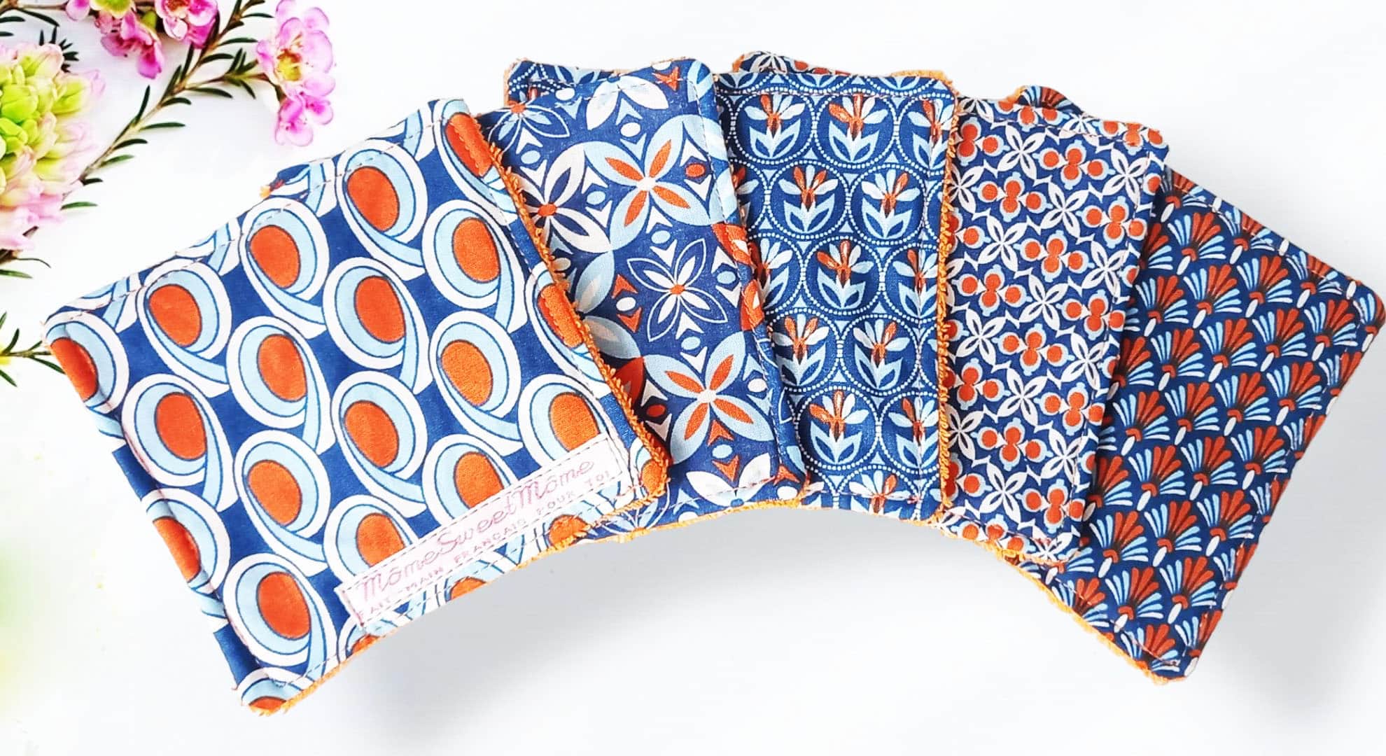 Grandes lingettes lavables VINTAGE (lot de 5) - Lingettes hygiéniques lavables et réutilisables - Papier hygiénique lavable et réutilisable