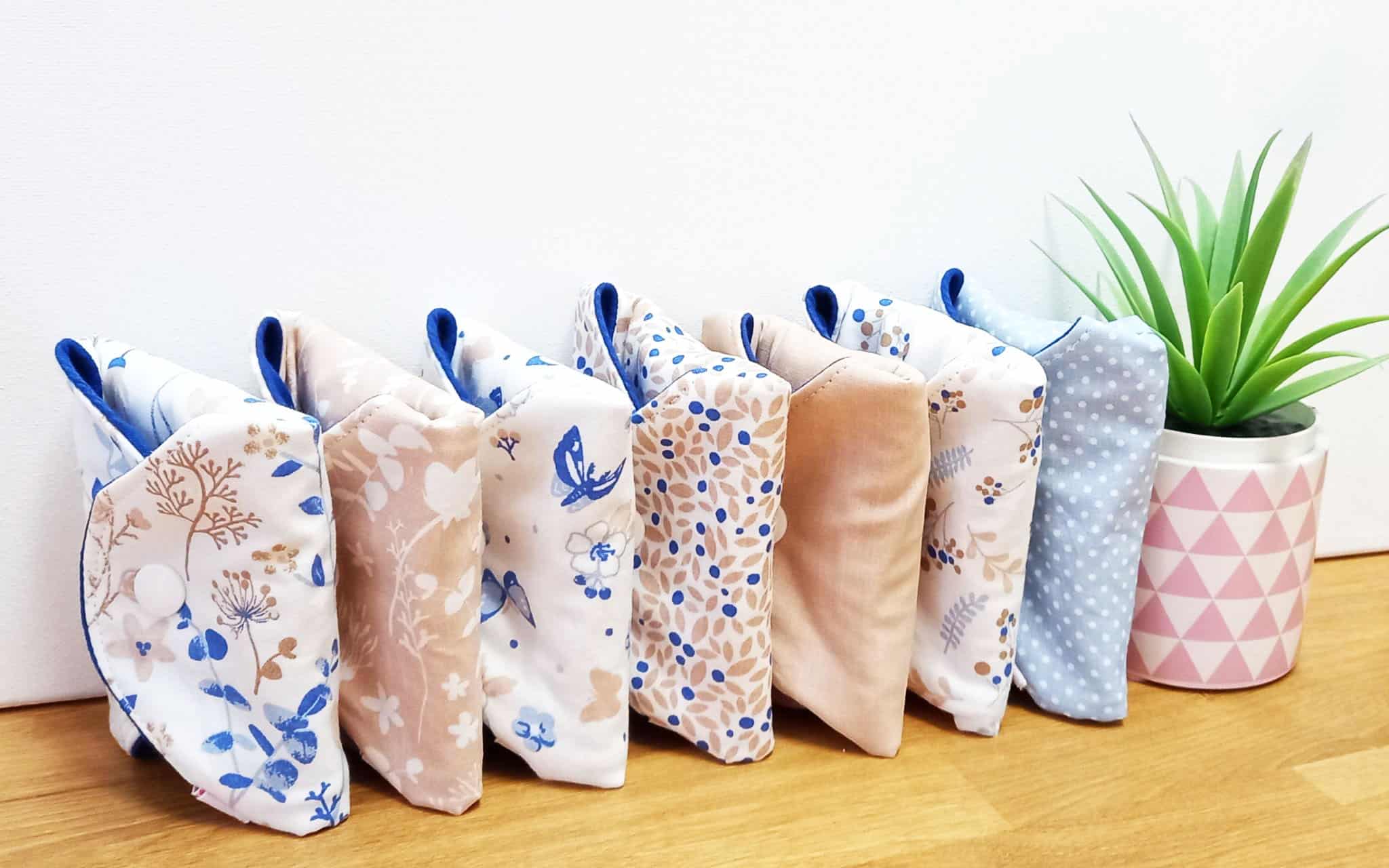 Pack 7 serviettes hygiéniques lavables CHAMPETRE (xl / nuit et flux abondants) - serviettes menstruelles lavables - Zéro déchet - shl - serviettes périodiques