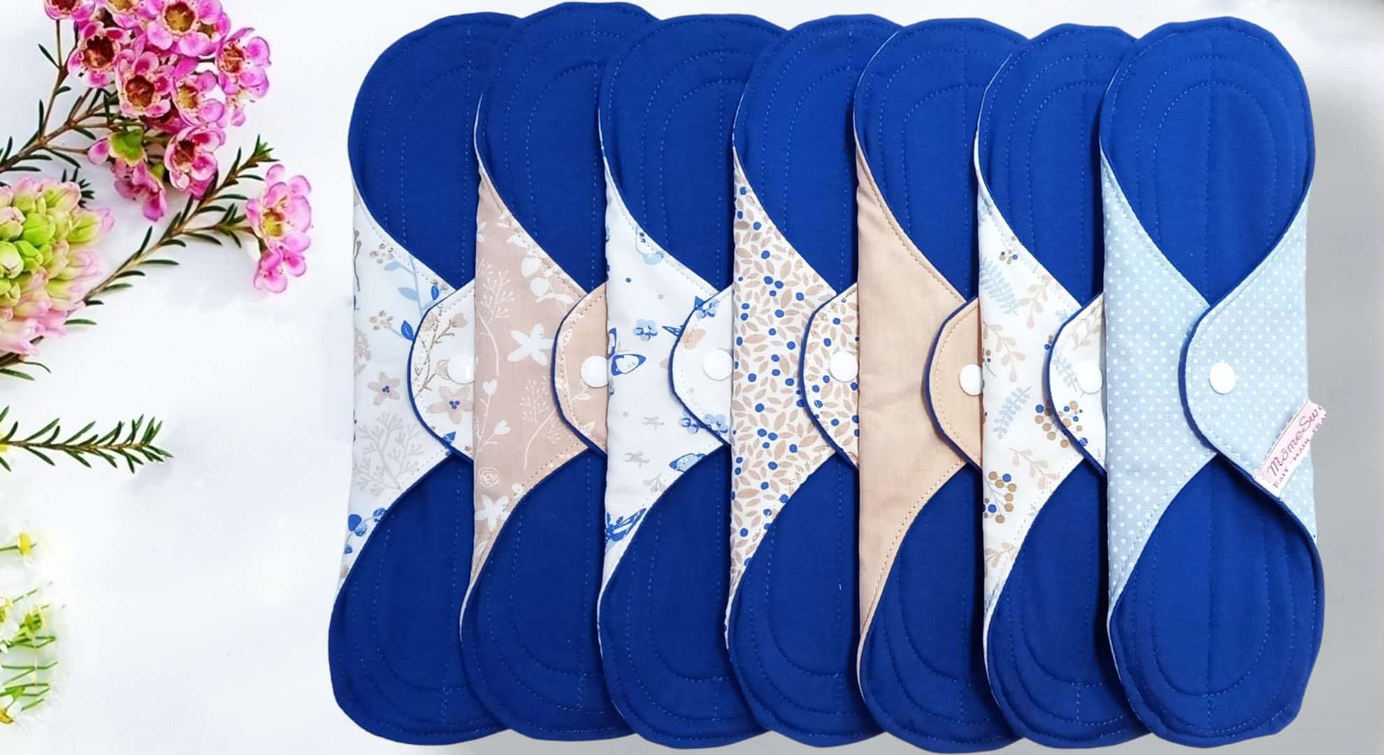 Pack 7 serviettes hygiéniques lavables CHAMPETRE (xl / nuit et flux abondants) - serviettes menstruelles lavables - Zéro déchet - shl - serviettes périodiques