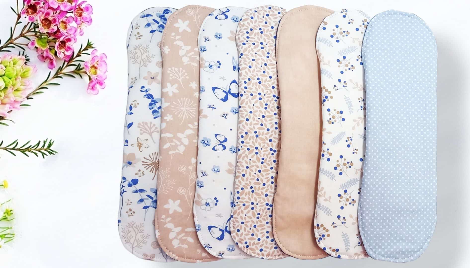 Pack 7 serviettes hygiéniques lavables CHAMPETRE (xl / nuit et flux abondants) - serviettes menstruelles lavables - Zéro déchet - shl - serviettes périodiques