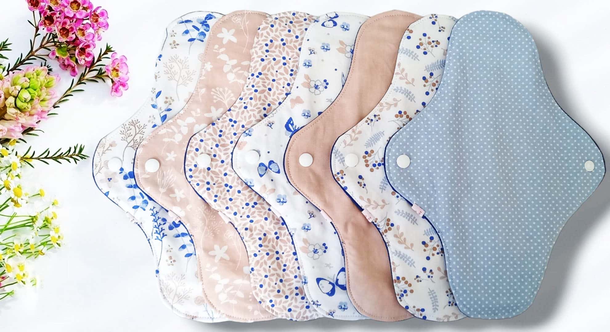 Pack 7 serviettes hygiéniques lavables CHAMPETRE (xl / nuit et flux abondants) - serviettes menstruelles lavables - Zéro déchet - shl - serviettes périodiques