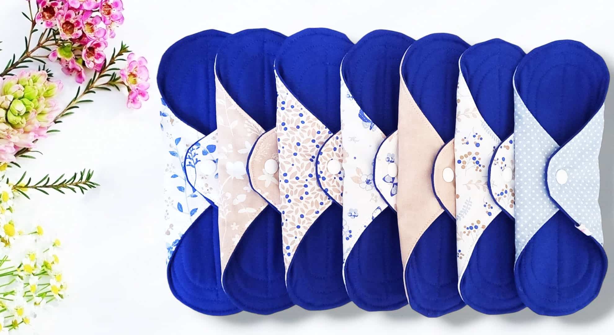 Pack 7 serviettes hygiéniques lavables CHAMPETRE (M/ Flux normaux à moyens) - serviettes menstruelles lavables - serviettes menstruelles lavables - Zéro déchet - shl - serviettes périodiques