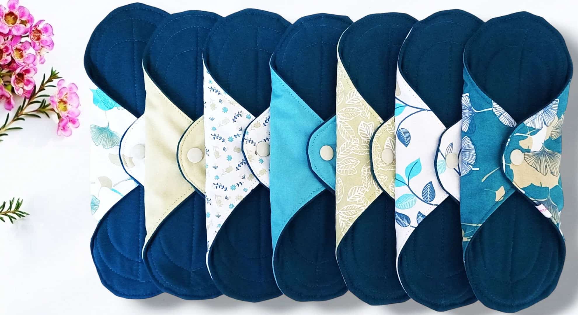 Pack 7 serviettes hygiéniques lavables GINKGO (M/ Flux normaux à moyens) - serviettes menstruelles lavables - serviettes menstruelles lavables - Zéro déchet - shl - serviettes périodiques