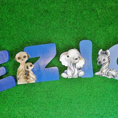 Lettres en bois animaux safari prénom bébé