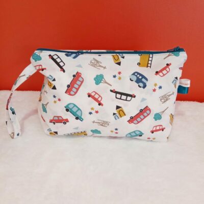 Trousse de toilette imperméable motifs voitures et camions