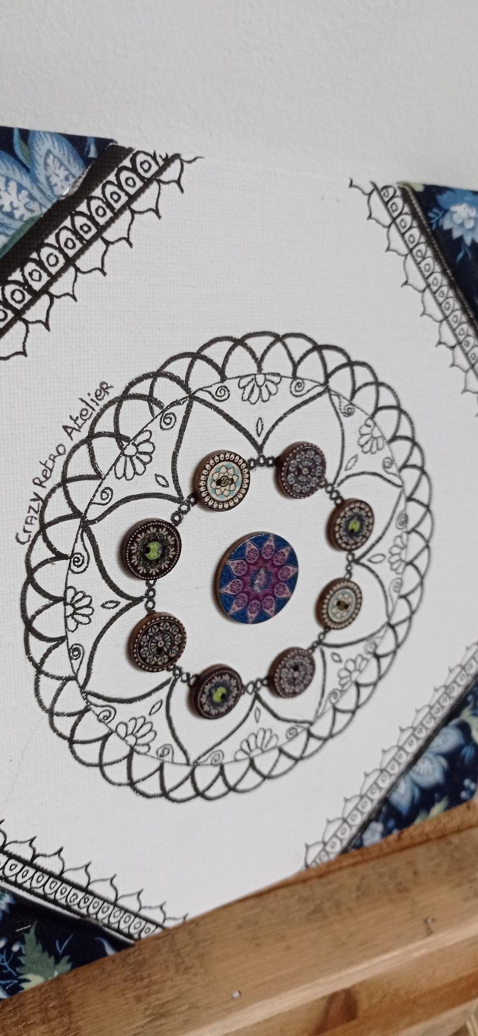 toile mandala a colorier bleu